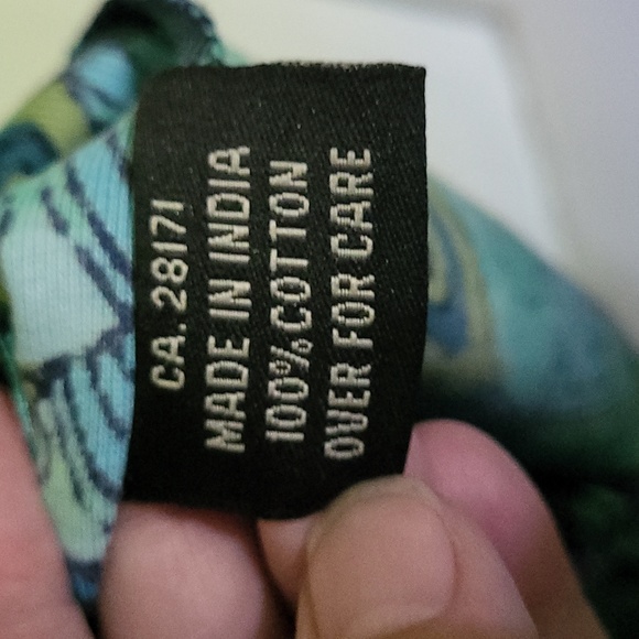 Papa Fashions 100% Cotton Sleeveless Summer Top Blue Green Size XL - Picture 4 of 6